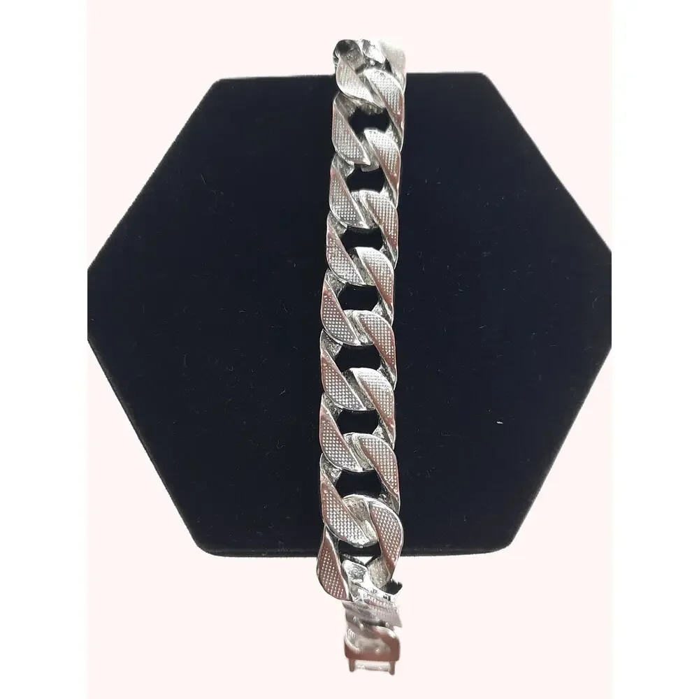 Miami Cuban Link Chain Bracelet Silver Rhinestone Iced Out Chunky Bling Unisex